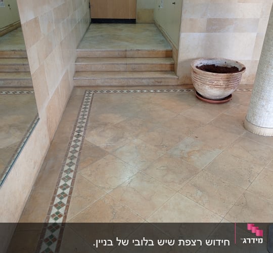 רצפה נקייה עם אריחים ומדרגות